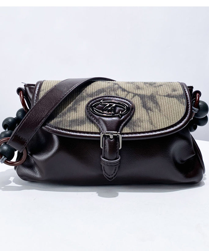 New Retro Chocolate Ink Wash Painting Faux Leather Shoulder Bags