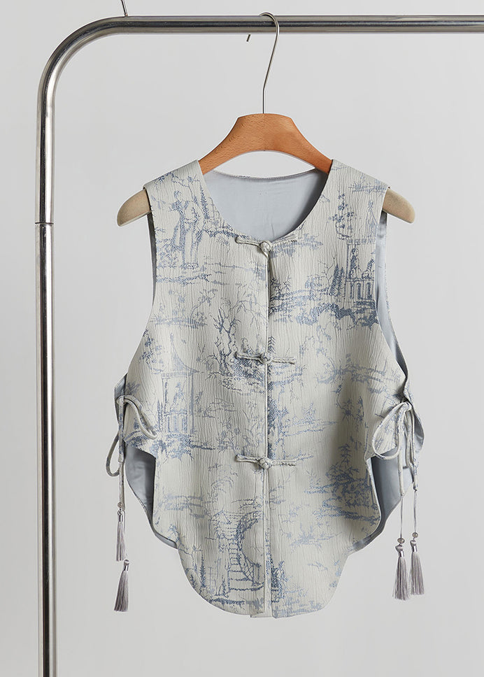 New Retro Grey Jacquard Cotton Two Pieces Set Fall - Omychic