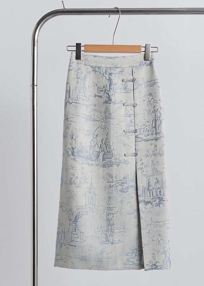 New Retro Grey Jacquard Cotton Two Pieces Set Fall - Omychic