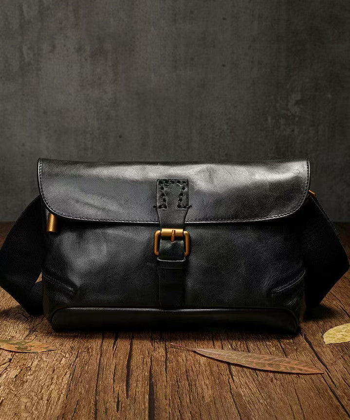 New Retro Orange Solid Durable Leather CrossBody Messenger Bag