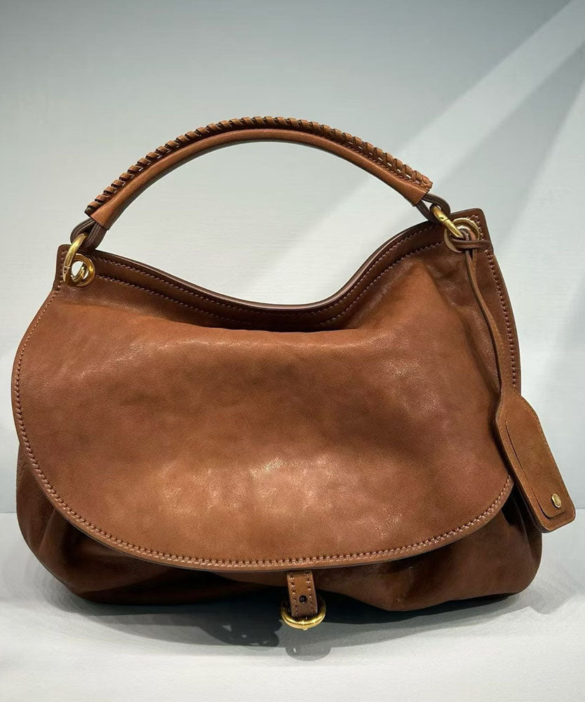 New Retro Style Brown Belt Buckle Calf Leather Shoulder Bag