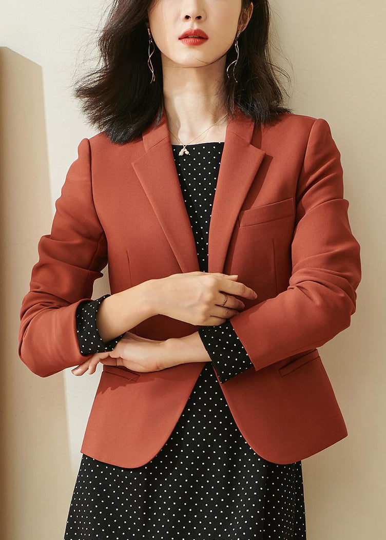 New Rust Notched Button Spandex Coats Fall