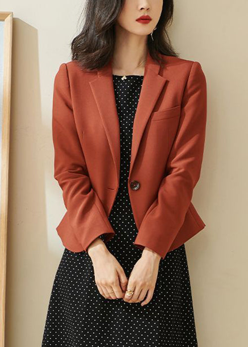 New Rust Notched Button Spandex Coats Fall