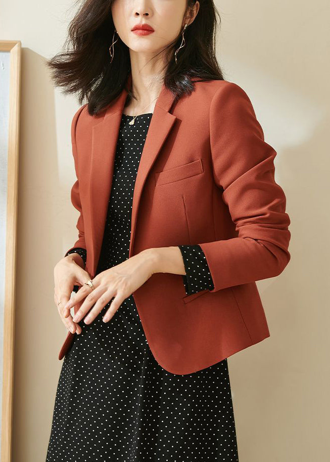 New Rust Notched Button Spandex Coats Fall