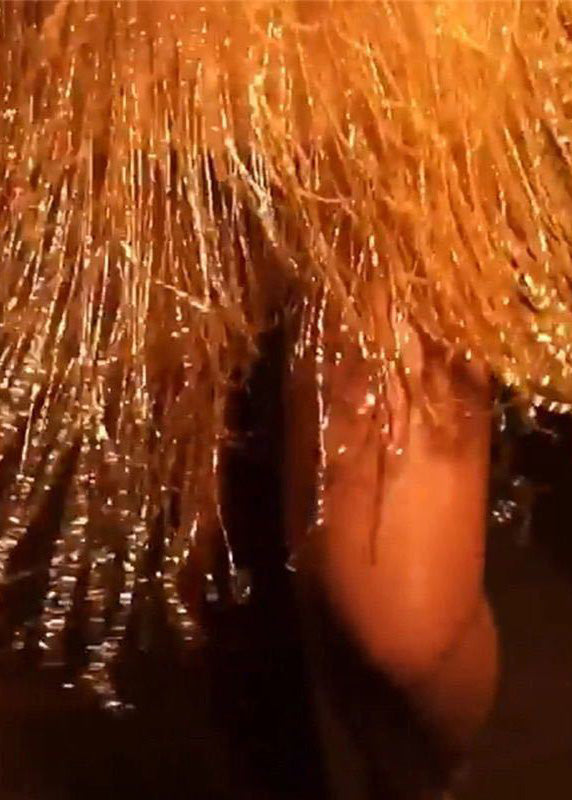 New Sexy V-Neck Gold Tassel Sequined Suspender Dress