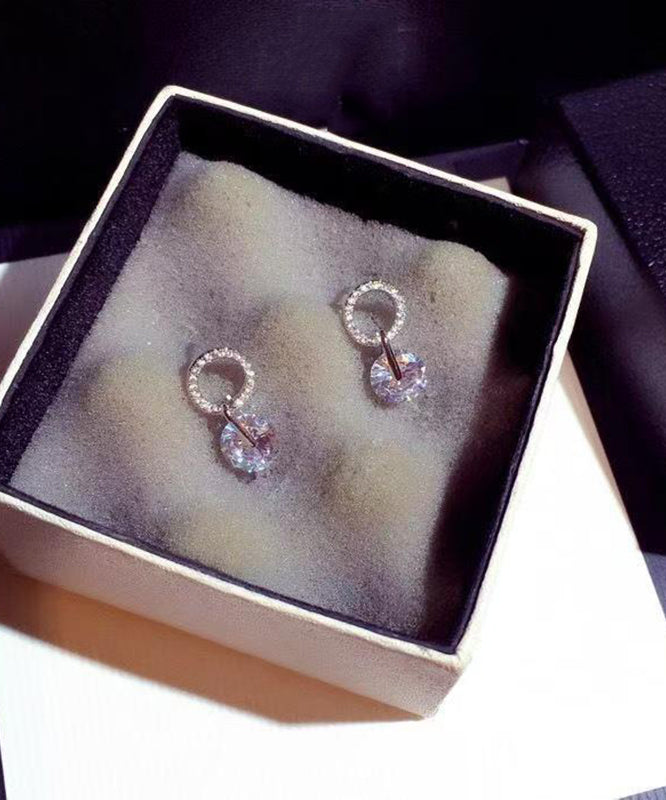 New Silk Metal Zircon Cat's Eye Stone Hoop Earrings