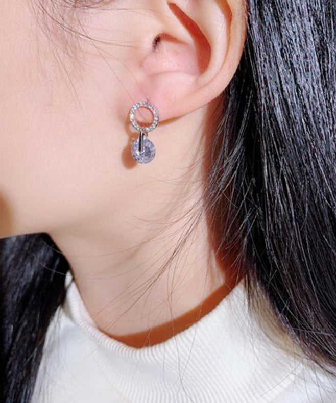 New Silk Metal Zircon Cat's Eye Stone Hoop Earrings