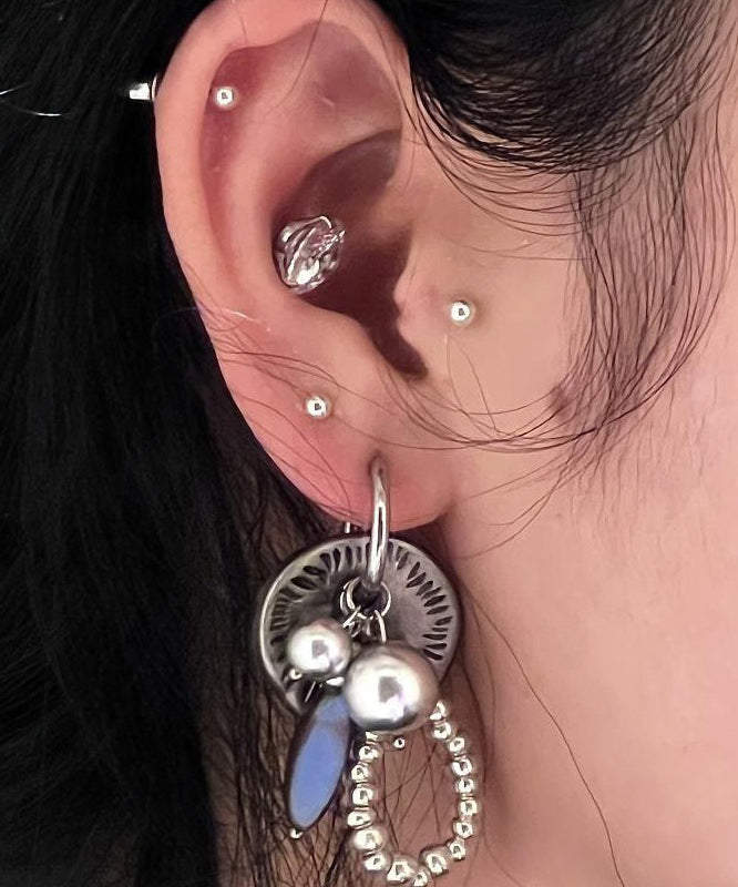 New Silk Stainless Steel Resin Beading Drop Earrings
