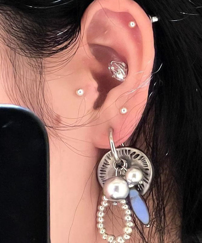 New Silk Stainless Steel Resin Beading Drop Earrings