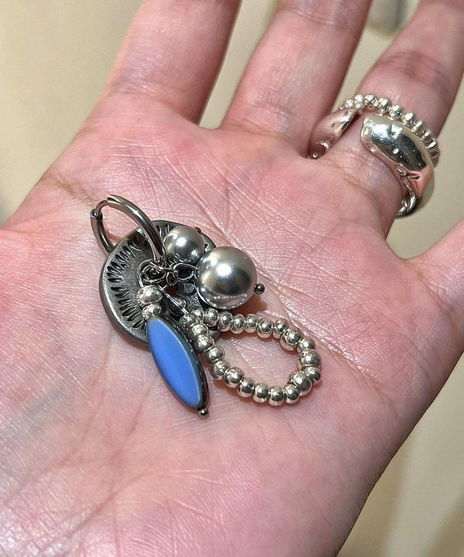 New Silk Stainless Steel Resin Beading Drop Earrings