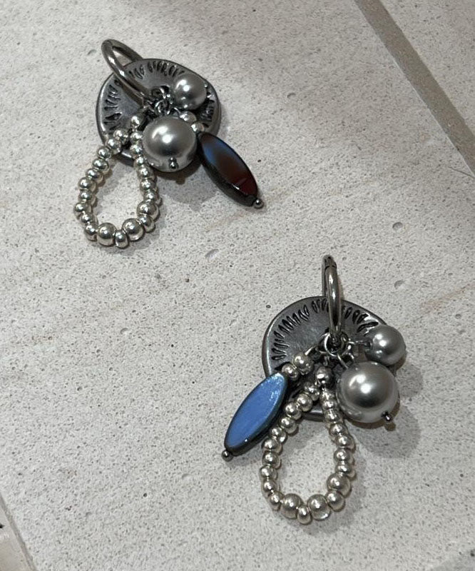 New Silk Stainless Steel Resin Beading Drop Earrings