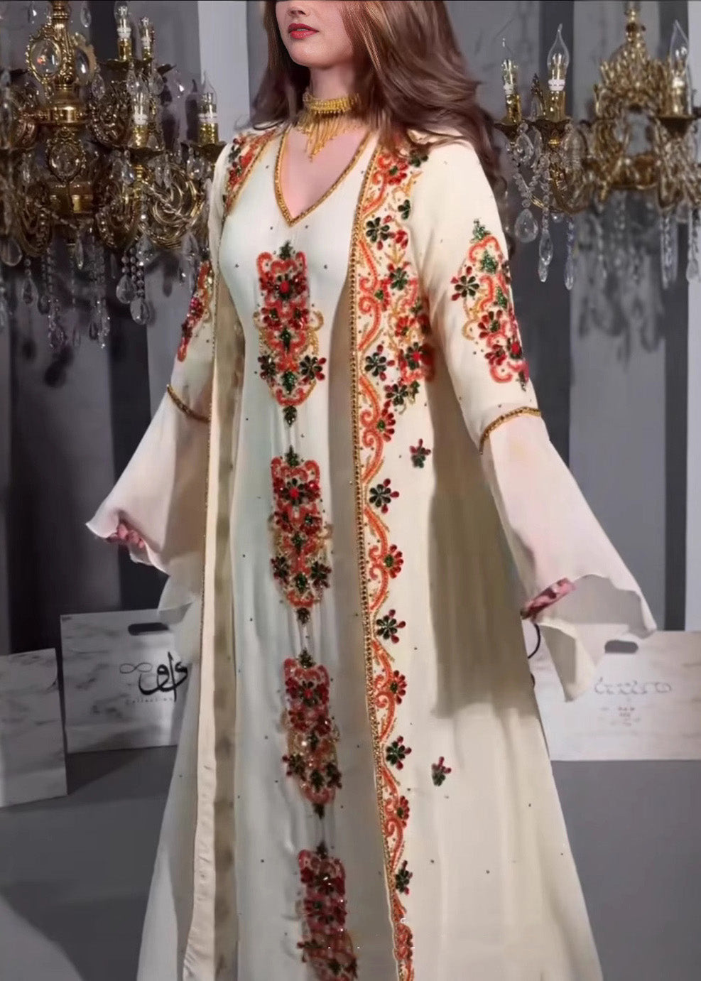 Loose Black Embroidered Robe Dress Two Pieces Set Summer