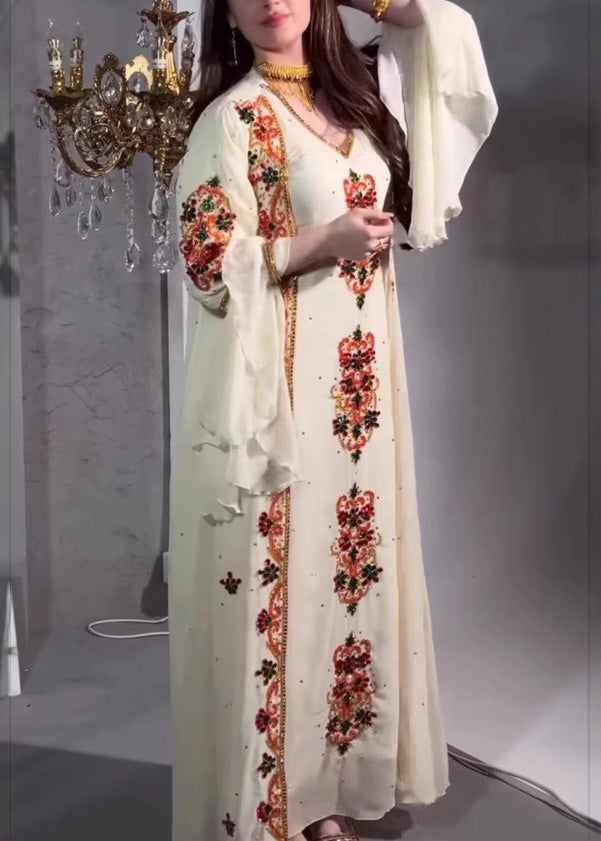 Loose Black Embroidered Robe Dress Two Pieces Set Summer