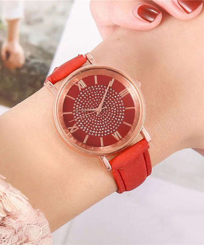 Pink Starry Sky Dial Watches for Women Fashion Roman