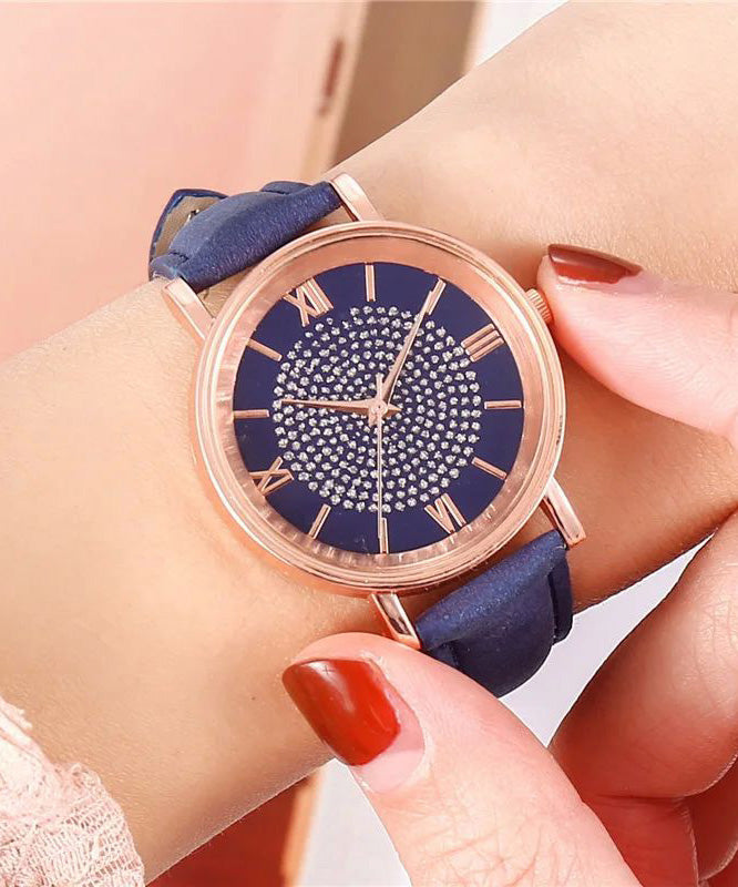 Pink Starry Sky Dial Watches for Women Fashion Roman