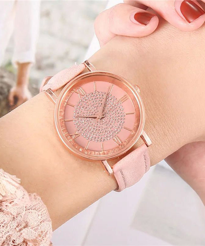Pink Starry Sky Dial Watches for Women Fashion Roman