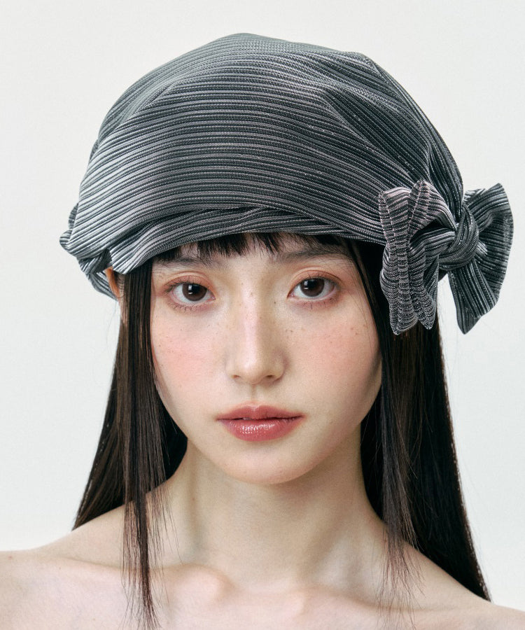 New Stylish Grey Bow Velour Bonnie Hat