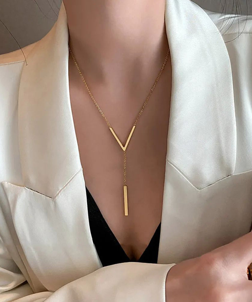 New V-Shaped Long Sexy Clavicle Gold Colour Chain Neckla