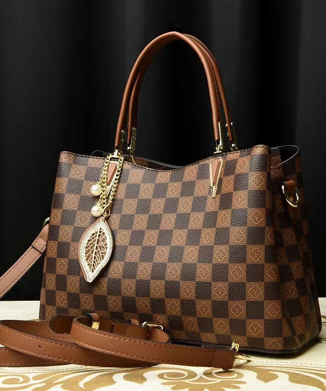New Versatile Brown Solid Durable Leather Tote Handbag