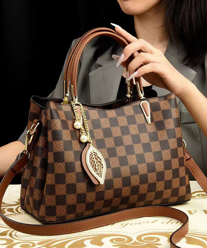 New Versatile Brown Solid Durable Leather Tote Handbag
