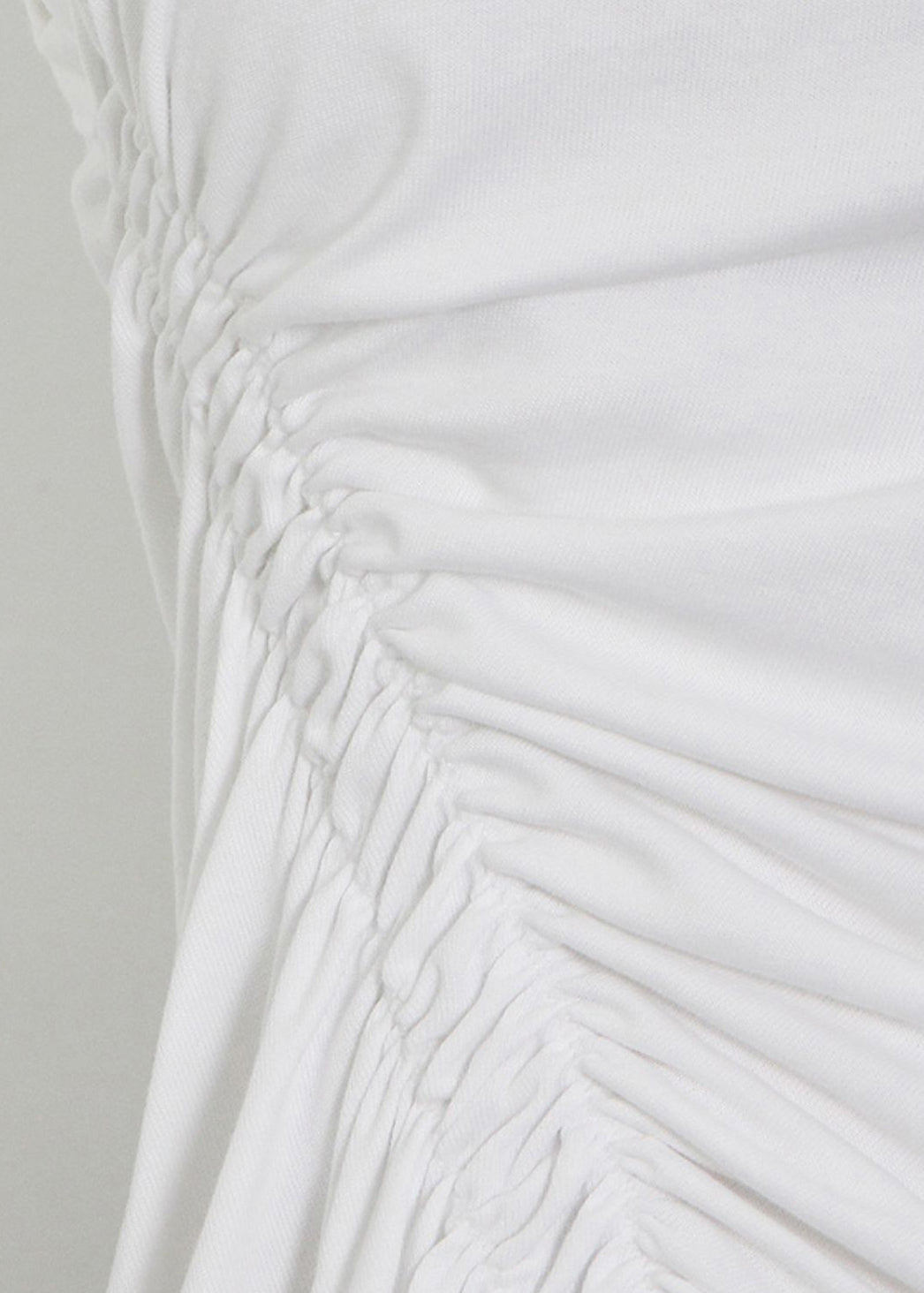 New White Asymmetrical Cinched Cotton Tank Sleeveless
