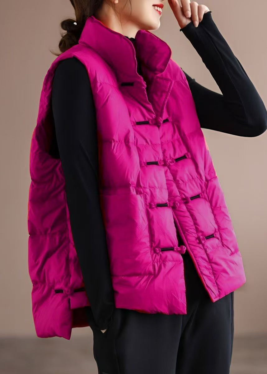 New White Stand Collar Button Pockets Duck Down Waistcoat Winter