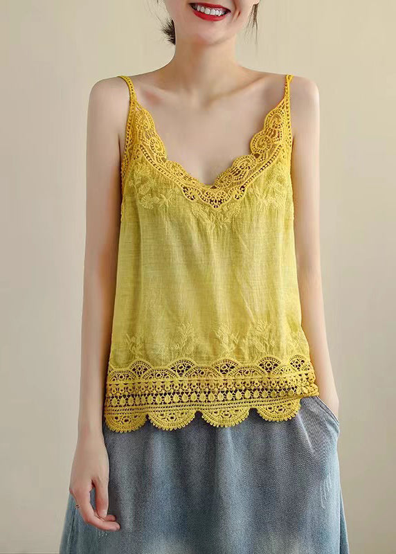 New Wine Red Hollow Out Lace Linen Spaghetti Strap Tanks Sleeveless