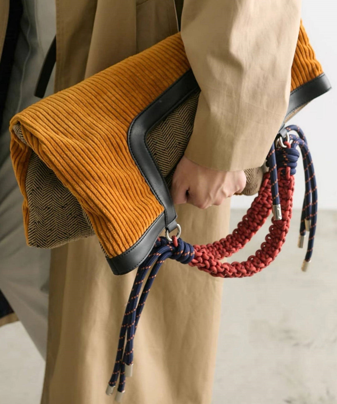 New Yellow Corduroy Large Capacity Shoulder Bag