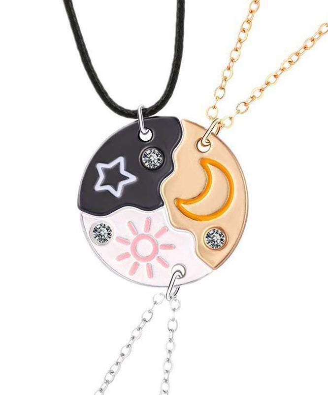 Novelty Alloy Star Moon Sun Three-Piece Set Pendant Necklace - Omychic
