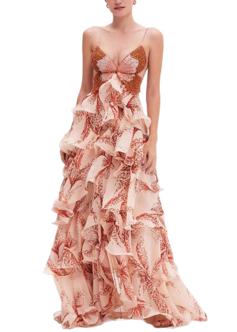 Novelty Backless Butterfly Ruffled Spaghetti Strap Dress Sleeveless