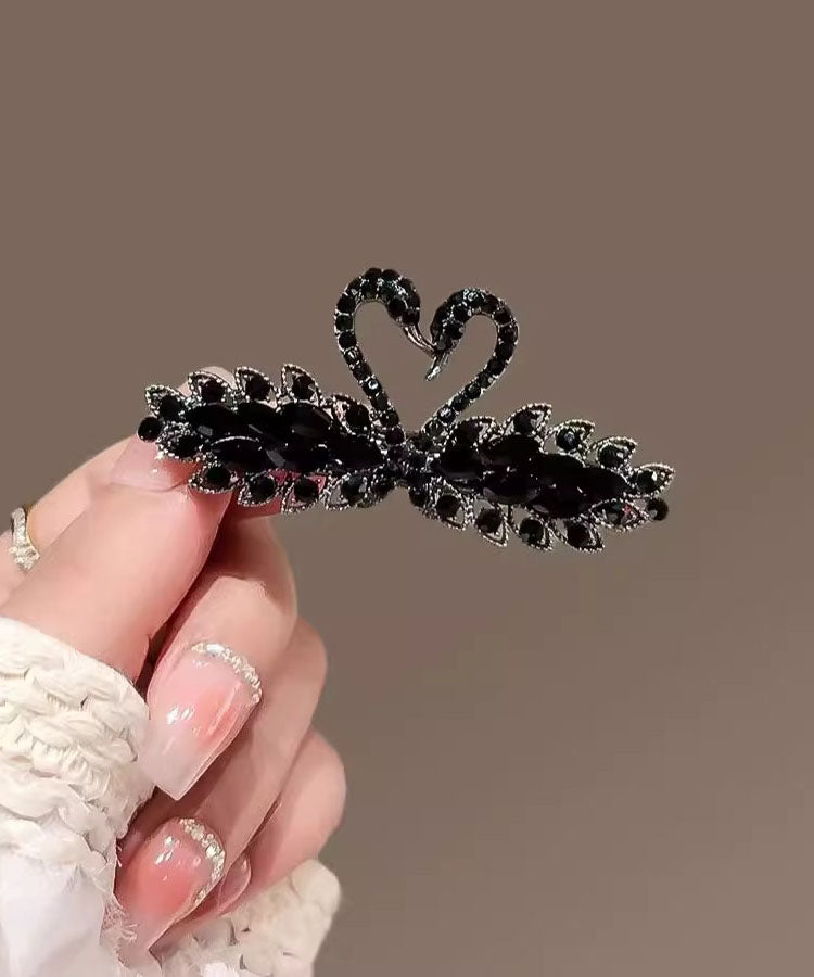 Novelty Black Alloy Crystal Zircon Black Swan Hairpin