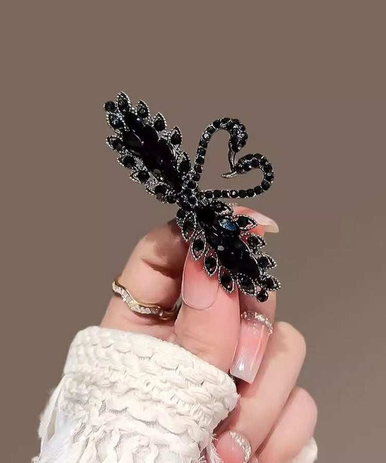 Novelty Black Alloy Crystal Zircon Black Swan Hairpin