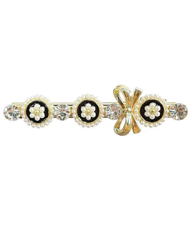 Novelty Black Alloy Pearl Zircon Hairpin Two-Piece Set