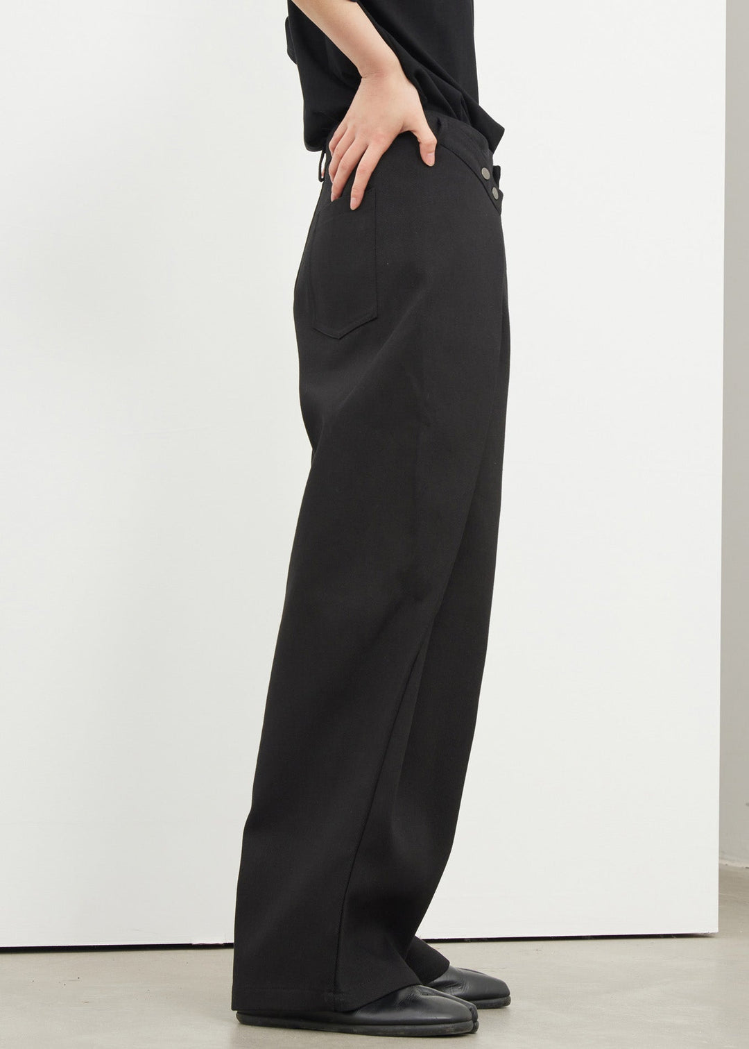 Novelty Black Pockets Patchwork Wide Leg Pants