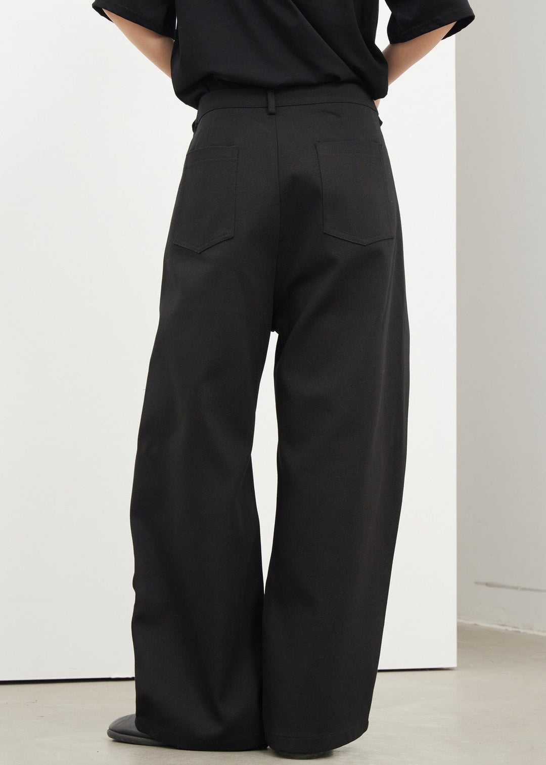 Novelty Black Pockets Patchwork Wide Leg Pants