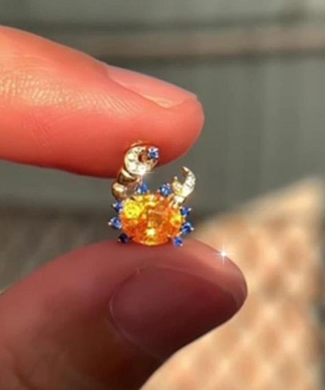 Novelty Blue Alloy Zircon Crab Stud Earrings