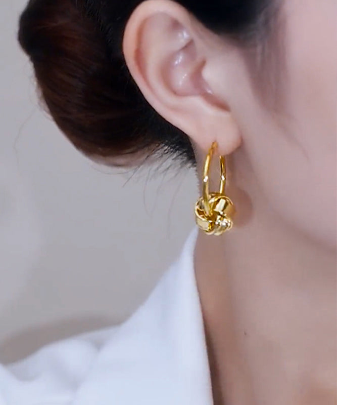 Novelty Gold Copper Overgild Zircon Hoop Earrings