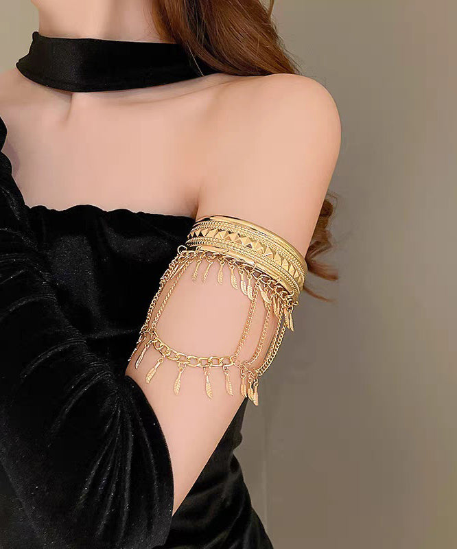 Novelty Gold Metal Leaf Tassel Chain Bracelet And Body Chain