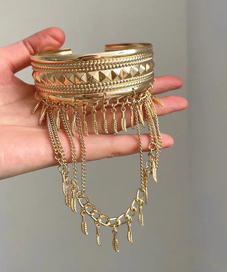 Novelty Gold Metal Leaf Tassel Chain Bracelet And Body Chain