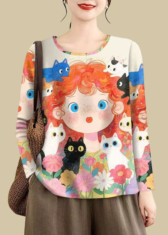 Novelty Oversized Print Cotton Shirts Fall