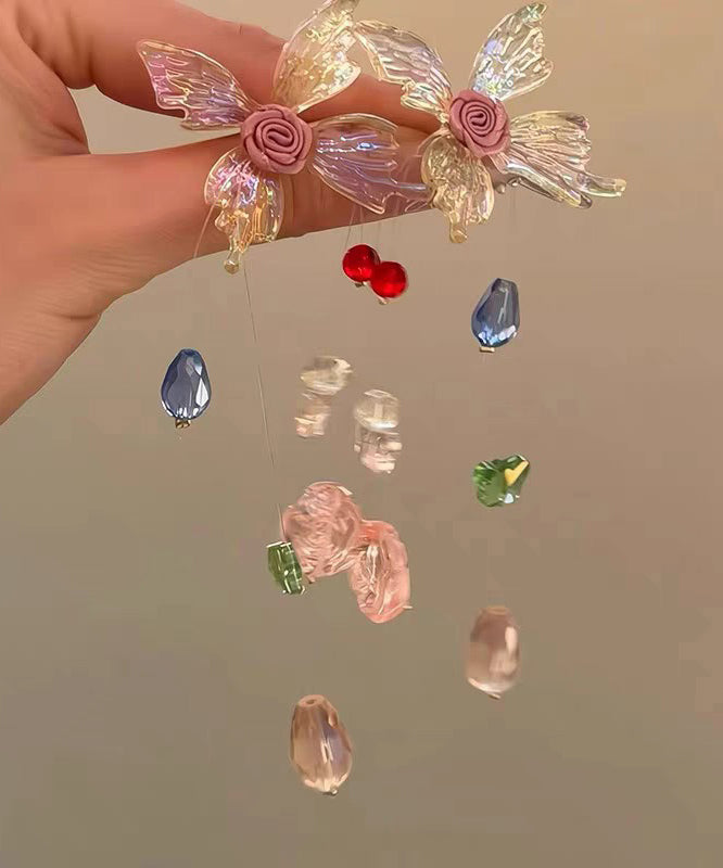 Novelty Rainbow Copper Beads Floral Tassel Drop Earrings