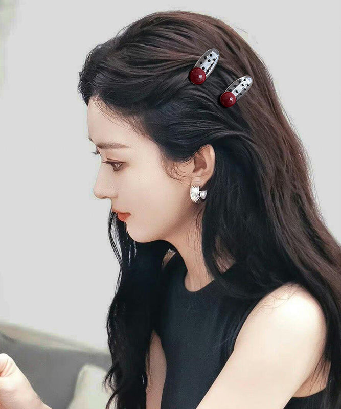 Novelty Red Acrylic Pearl Dot Hairpin