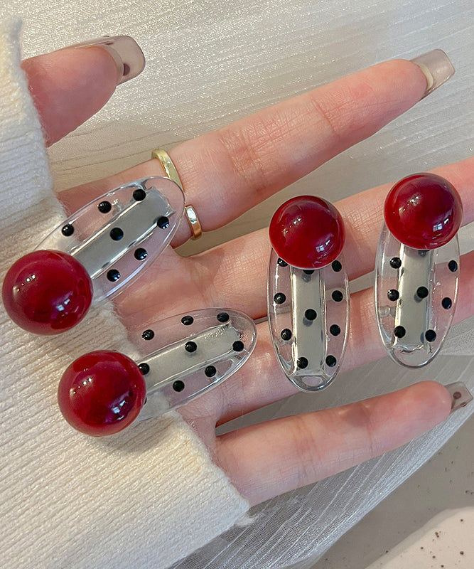 Novelty Red Acrylic Pearl Dot Hairpin