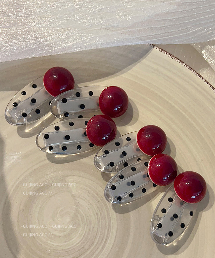 Novelty Red Acrylic Pearl Dot Hairpin