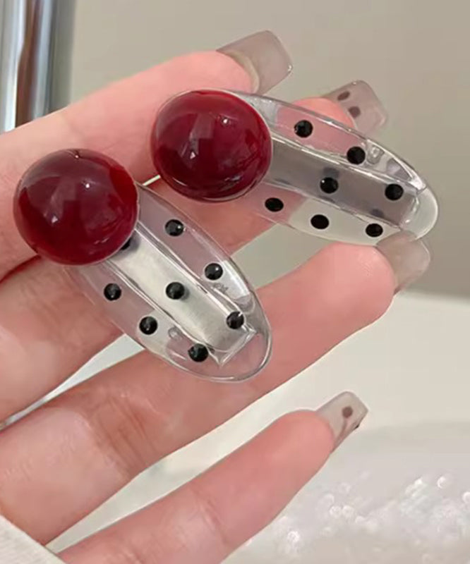 Novelty Red Acrylic Pearl Dot Hairpin