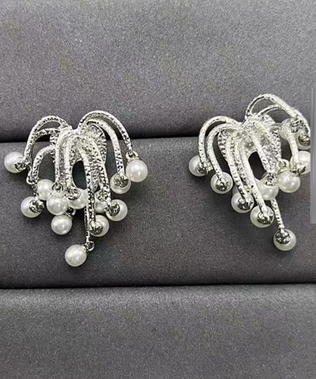 Novelty Silk Copper Pearl Fireworks Hoop Earrings