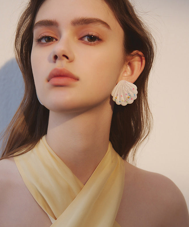 Ocean Style Shell Shape Glitter Earrings