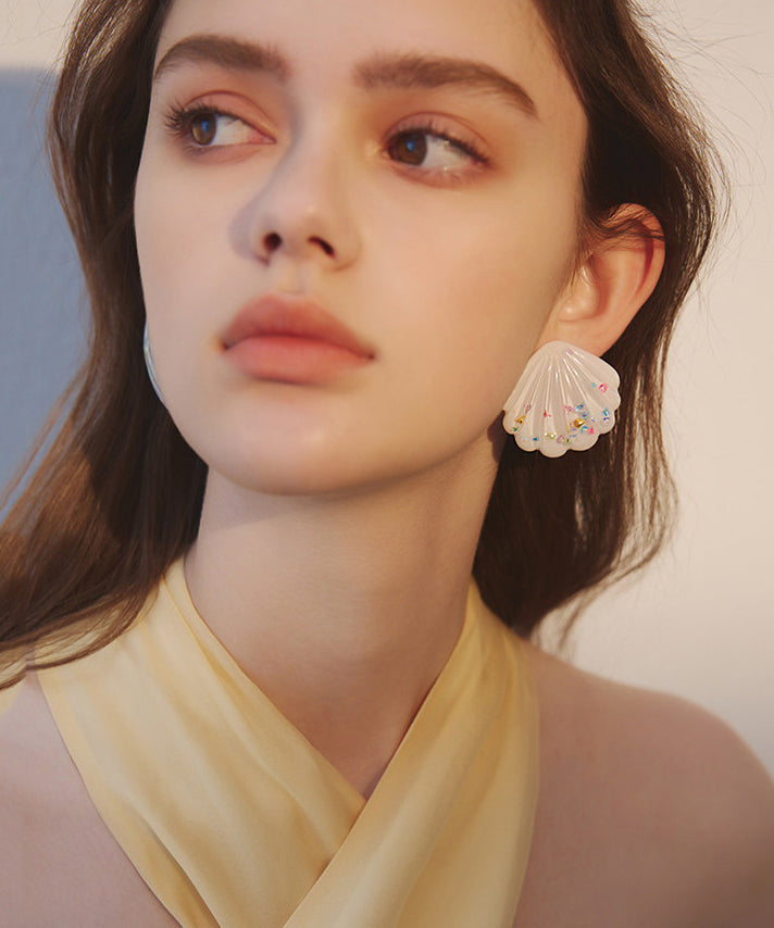 Ocean Style Shell Shape Glitter Earrings