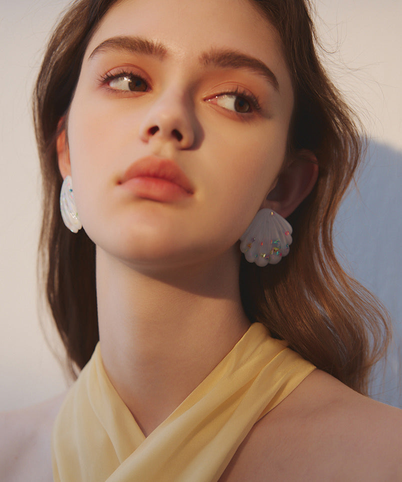 Ocean Style Shell Shape Glitter Earrings