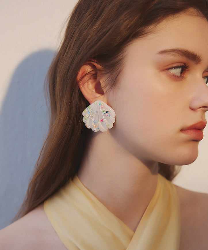 Ocean Style Shell Shape Glitter Earrings